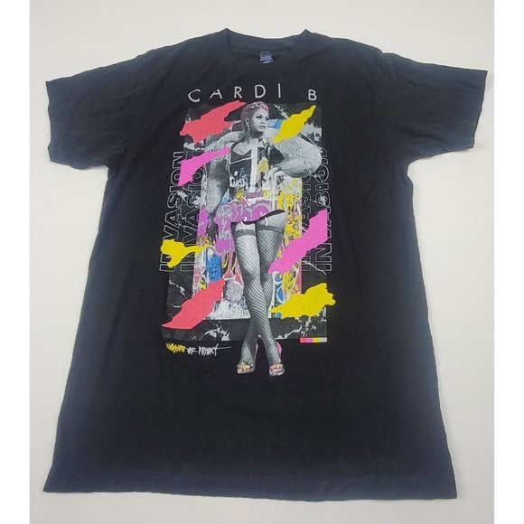 Cardi B Invasion of Privacy T-Shirt Size M. Black Tultex Short Sleeve Crew Neck - Picture 1 of 6